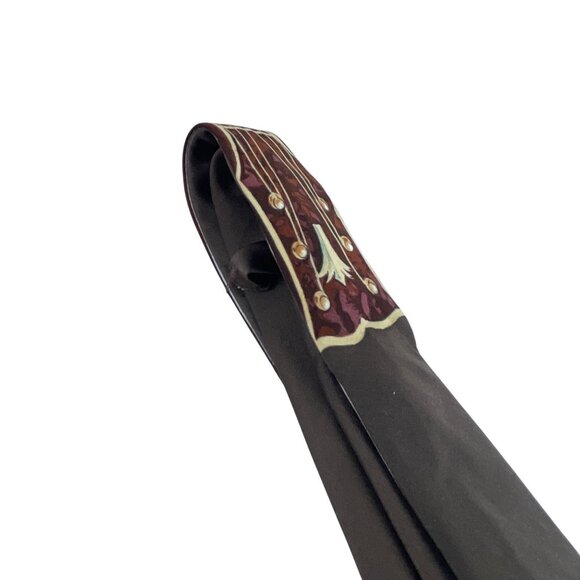 Esquire 100% Silk Hand Sewn Guitar Design Novelty Tie Brown Tan - Picture 8 of 9